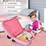 Vaikiškas dviejų dalių kelioninis lagaminas su kuprine (Rožinė)