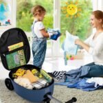 Vaikiškas riedis-vežimėlis su LED ratukais (Tamsiai mėlyna)