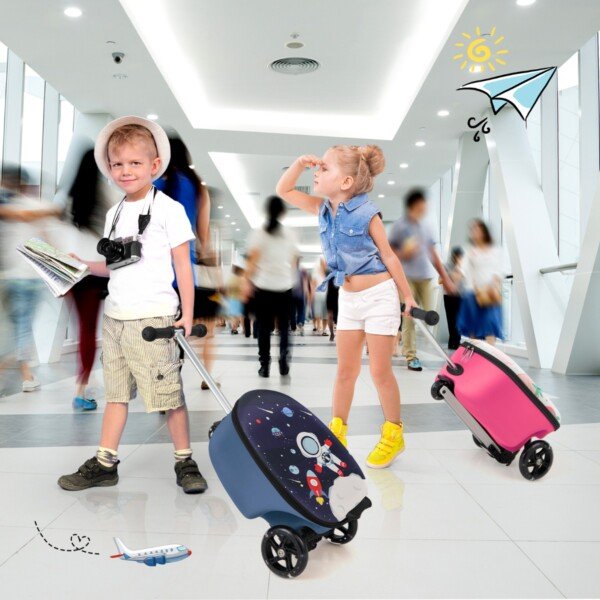 Vaikiškas riedis-vežimėlis su LED ratukais (Tamsiai mėlyna)