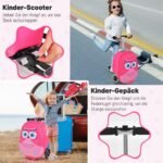 Vaikiškas kelioninis riedlentės ir lagamino derinys su LED ratukais (Rožinė)