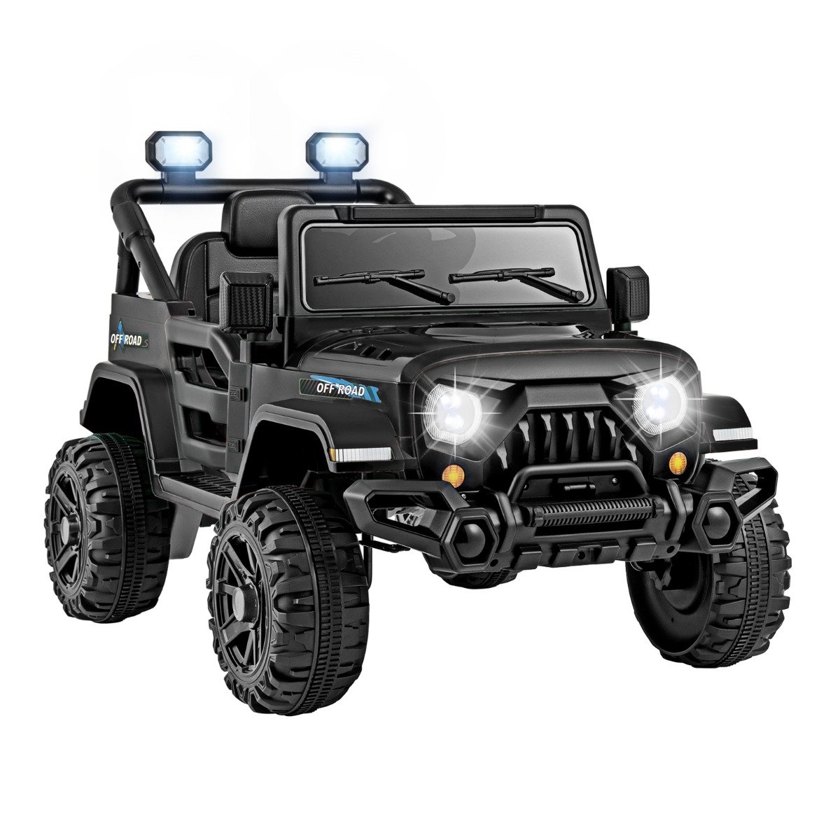 kindertruck-11520_1_ Elektrinis paspiriamasis automobilis su pulteliu ir LED apšvietimu (Juoda)
