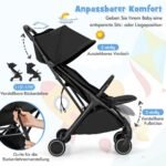 Kompaktiškas kelioninis vežimėlis su reguliuojama nugarėlės atrama (Juoda)