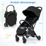 Kompaktiškas kelioninis vežimėlis su reguliuojama nugarėlės atrama (Juoda)