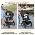 Sulenkiama kelioninė vežimėlio kėdutė su reguliuojamu atlošu (Juoda)