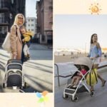 Kompaktiškas kelioninis vežimėlis su reguliuojama nugaros atrama ir stogeliu (Pilka)