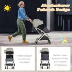 Kompaktiškas kelioninis vežimėlis su reguliuojama nugaros atrama ir stogeliu (Pilka)
