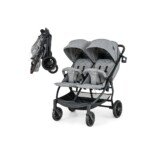 Dviračių priekaba dvyniams su reguliuojamomis pozicijomis (Pilka)