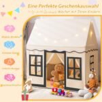 Didelė vaikų žaidimų palapinė su žvaigždžių girlianda (Smėlio)