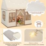 Erdvi vaikų žaidimų palapinė su žvaigždžių girlianda (Šviesiai ruda)