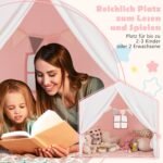 Žaidimų palapinė vaikams su minkštu skalbiamu kilimėliu (Rožinė)