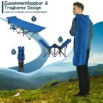 Stiprus sulankstomas lauko miegamasis su atrama galvai (Mėlyna)