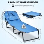 Sulankstomas lauko gultas su veido anga (Mėlyna)