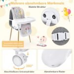 Reguliuojama vaikiška maitinimo kėdutė su 7 aukščio padėtimis (Pilka)
