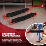 Sulankstomi plieniniai reguliuojamo aukščio stalai darbams (2 vnt) (Raudona ir juoda)