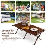 Sulankstomas bambukinis lauko stalas su dėklu (Kavos)