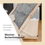 Sulankstoma medinė lauko kėdė su pagalve (Pilka)