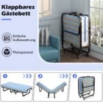 Sulankstoma lova su 10 cm putų poliuretano čiužiniu ir ratukais (Mėlyna)