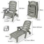 Sulankstoma lauko kėdė su ratukais ir 5 padėčių atlošu (Pilka)