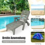 Sulankstoma lauko kėdė su ratukais ir 5 padėčių atlošu (Pilka)