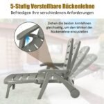 Sulankstoma lauko kėdė su ratukais ir 5 padėčių atlošu (Pilka)