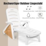 Reguliuojamas sulankstomas lauko gultas su ratukais (Balta)