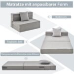 Trijų dalių sulankstoma sofa-lova su 15 cm čiužiniu (Pilka)