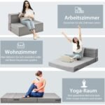 Trijų dalių sulankstoma sofa-lova su 15 cm čiužiniu (Pilka)