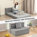 Trijų dalių sulankstoma sofa-lova su 15 cm čiužiniu (Pilka)