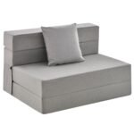 Trijų dalių sulankstoma sofa-lova su 15 cm čiužiniu (Pilka)