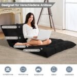 Reguliuojama sulankstoma grindų sofa-lova su dviem pagalvėlėmis (Juoda)
