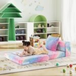 Vaikiška sulankstoma sofa su pagalvele (Daugiaspalvė)