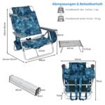 3 dalių sulankstomas lauko kempingo baldų komplektas su stalu (Tamsiai mėlyna)