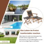 Sodo kėdė su ištraukiama atrama kojoms ir staliuku iš akacijos medienos (Ruda)