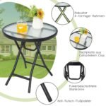 Apvalus lauko stalas su grūdinto stiklo stalviršiu (Juoda)