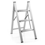 Aliumininė sulankstoma kopėtėlė su plačiomis neslystančiomis pakopomis (Sidabrinė)