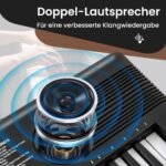 Elektroniniai klavišiniai 61 klavišas su stovu ir mikrofonu (Juoda)