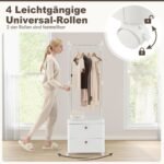 Drabužių kabykla su dviem stalčiais ir ratukais (Balta)