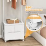Drabužių kabykla su stalčiais ir šoniniais kabliukais (Balta)