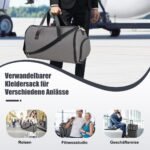 2 viename kelioninė drabužių ir rankinės bagažo tašė su skyriumi avalynei (Tamsiai pilka)