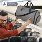 2 viename kelioninė drabužių ir rankinės bagažo tašė su skyriumi avalynei (Tamsiai pilka)