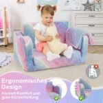 Vaikiška sulankstoma sofa su didele antklode (Vaivorykštinė/Pilka)