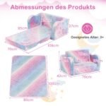 Vaikiška sulankstoma sofa su didele antklode (Vaivorykštinė/Pilka)