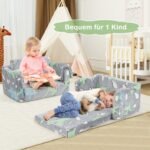 Vaikiška išlankstoma sofa su antklode (Pilka)