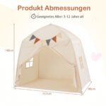 Didelė vaikų žaidimų palapinė su girliandomis ir vėliavėlėmis (Smėlio)