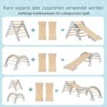 Medinis laipiojimo trikampis su čiuožykla ir atrama (Pilka)