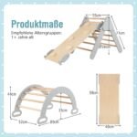 Medinis laipiojimo trikampis su čiuožykla ir atrama (Pilka)