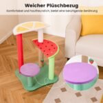 Katės draskyklė su platformomis žaislais ir vaisių dizainu (Spalvota)