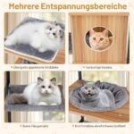 5 pakopų kačių draskyklė su nameliu ir hamaku (Ruda)