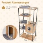 5 pakopų kačių draskyklė su nameliu ir hamaku (Ruda)