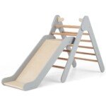 Medinis laipiojimo trikampis su čiuožykla (Pilka)